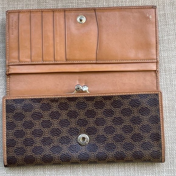 CELINE C Macadam Long Bifold Wallet Card Holder Leather Clutch Purse Made in Ita - Picture 4 of 12